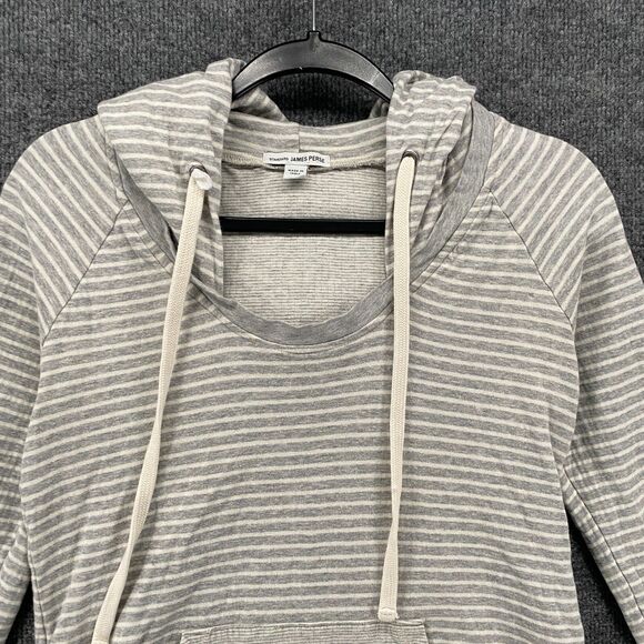 Standard James Perse Sweater 2 Womens M Gray Striped Pullover Hoodie Casual - Picture 2 of 8